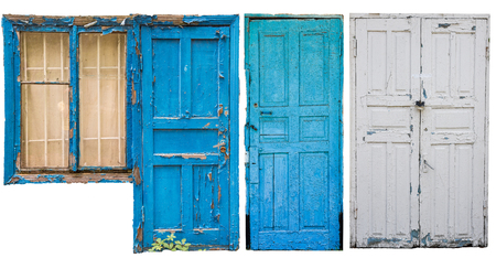 Retro door and window isolated on white background, design elementsの写真素材