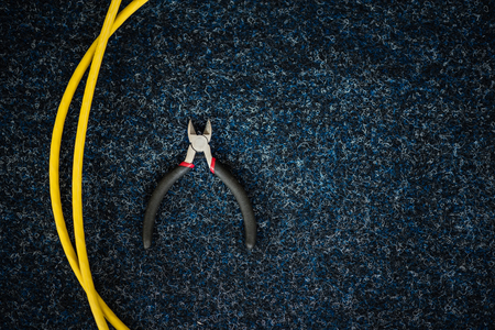 Network cable and wire cutters, space. Setの写真素材