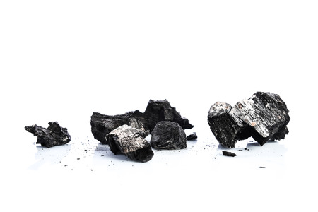 Ashes on white background, with shadows and reflections, copyspace, sampleの写真素材
