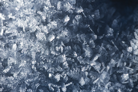 Macro look of snow crystals, snowflakes. Abstract winter backgroundの写真素材