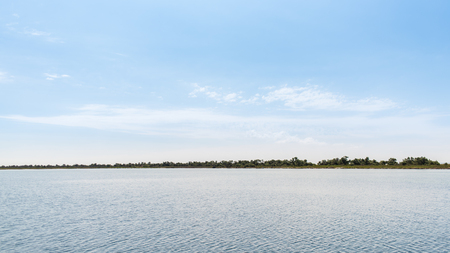 Landscape of Dzharylhach island, Black sea, Ukraine. View from sea, summer time.の写真素材