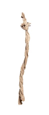 Improvised paper rope with knot on the one end. Concept the chance to save lifeの写真素材