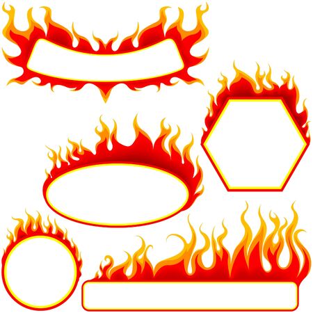 Fire Banners Set - colored illustrations as vectorのイラスト素材