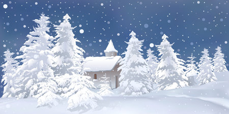 White Christmas - snowy background illustrationのイラスト素材