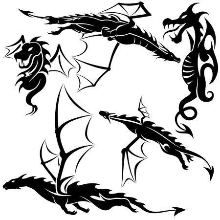Tattoo Dragons 03 - black tribal illustratiobのイラスト素材