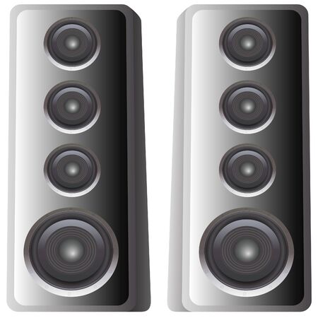 Speaker - silver set, colored illustration, vectorのイラスト素材