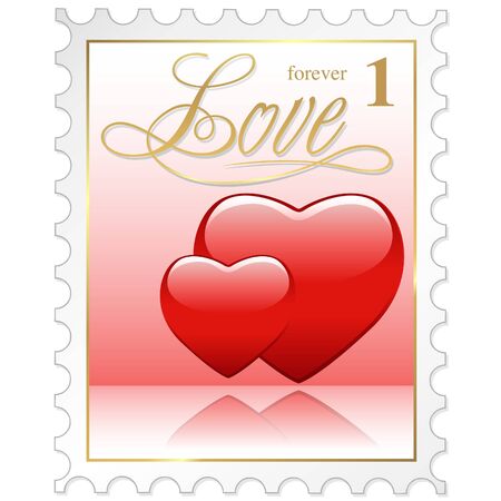 Love Stamp - colored illustration with heartのイラスト素材