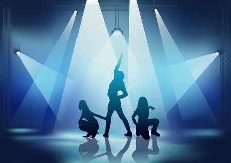 Dance Party - Showgirls and background illustration, vectorのイラスト素材