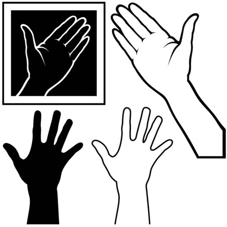 Hand - black and white illustration のイラスト素材