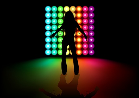 Dancing Girl and Light Effects - Background illustrationのイラスト素材