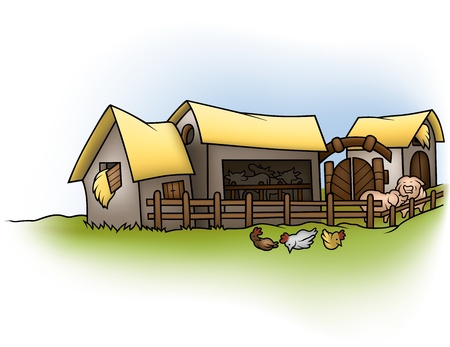 Farm - Cartoon Background Illustration, のイラスト素材
