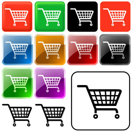 Shopping Basket Sign - Set of Glass Iconsのイラスト素材