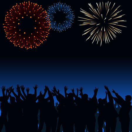 Fireworks and Crowdのイラスト素材