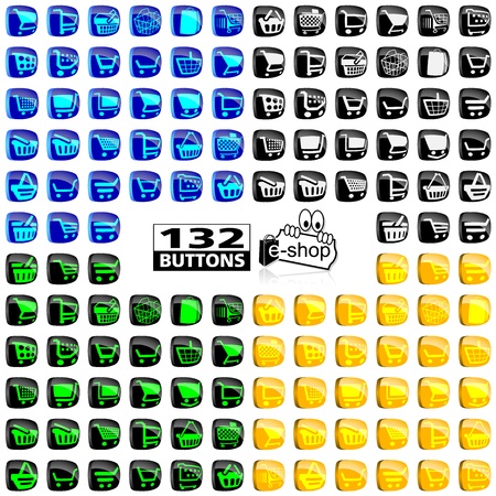 Shopping Cart Icons 3D - Vector Illustrationのイラスト素材
