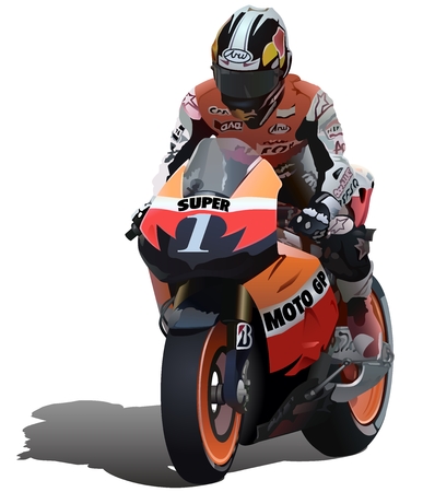 Superbike And Biker - Detailed Vector Illustrationのイラスト素材