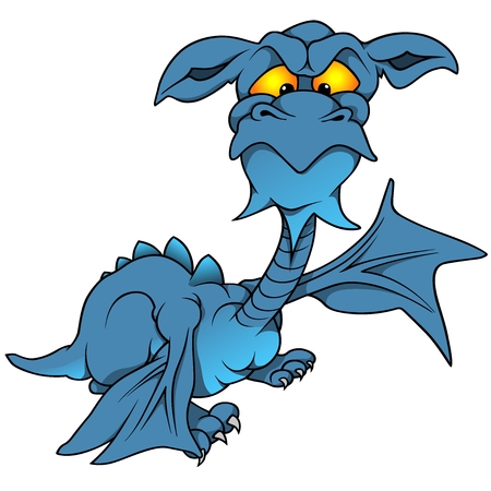 Blue Dragon - Colored Cartoon Illustration, Vectorのイラスト素材