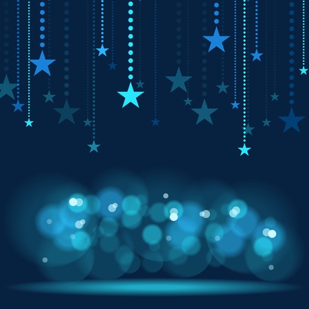Hanging Stars - Blue Holiday Background Illustration, Vectorのイラスト素材