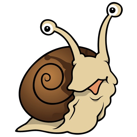 Waiting Snail - Cheerful Cartoon Illustration, Vectorのイラスト素材