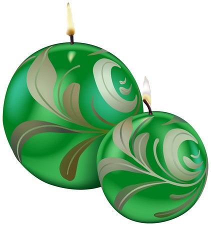 Green Christmas Candles - Colored Illustration, Vectorのイラスト素材
