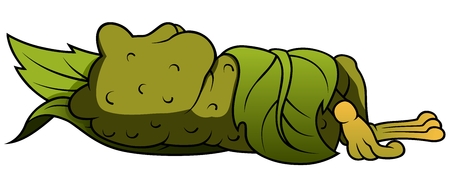 Frog Sleeping In Leaf - Cartoon Illustration, Vectorのイラスト素材