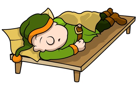 Green Elf Sleeping - Cartoon Illustration, Vectorのイラスト素材