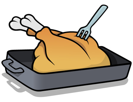 Roast Turkey  Cartoon Illustration Vectorのイラスト素材