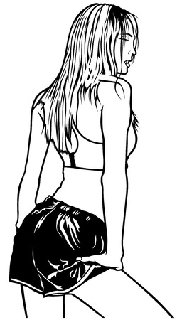 Slim Teenage Girl Dancing - Illustration, Vectorのイラスト素材