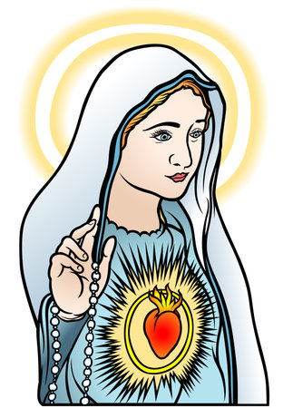 Virgin Mary - Colored Illustration, Vectorのイラスト素材