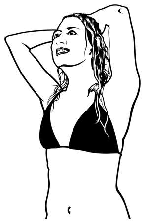 Girl in Bathing Suit - Illustration, Vectorのイラスト素材