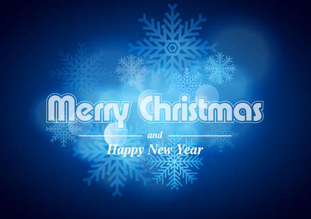 Blue Christmas Greeting Card with Snowflakes - Background Illustration, Vectorのイラスト素材