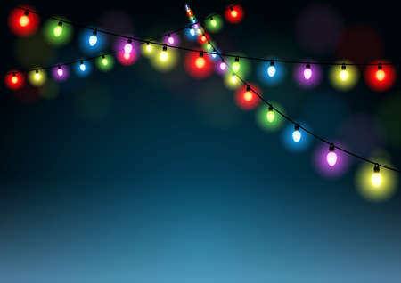 Christmas Lights Background - Holiday Multicolored Illustration, Vectorのイラスト素材