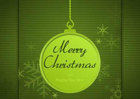 Green Christmas Greeting Card with Christmas Ball and Snowflakes - Vectorのイラスト素材