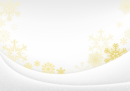 White Xmas Greeting Card with Gold Snowflakes - Background Illustration, Vectorのイラスト素材