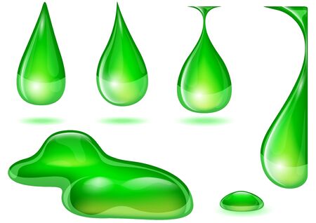 Drops in Green Colors - Set of Drops Illustrations, Vectorのイラスト素材