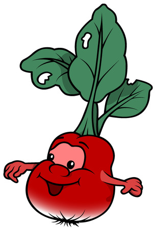 Smiling Cartoon Radish - Cheerful Illustrationのイラスト素材