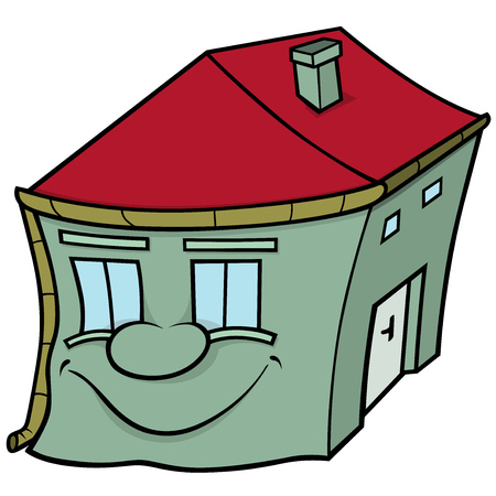 House with Smiling Face - Colored Cartoon illustration, Vectorのイラスト素材