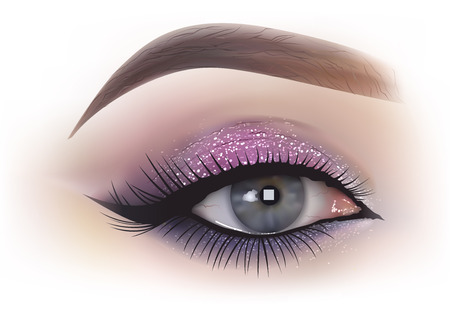 Fashion Woman Eye Makeup - Detailed Realistic Illustration, Vectorのイラスト素材