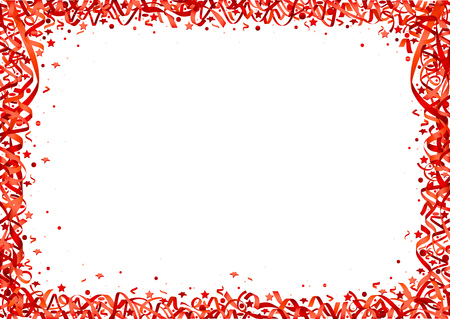 Red festive confetti on white background.のイラスト素材