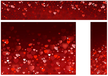 Bright Red Hearts Abstract Bannersのイラスト素材