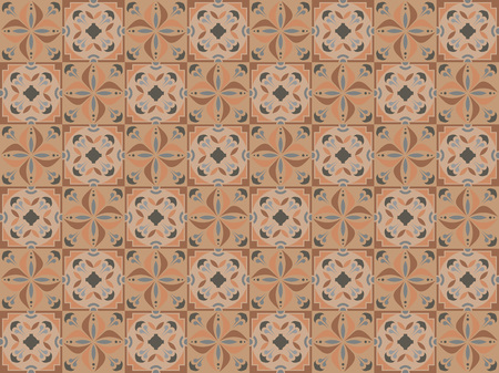 Decorative Ceramic Seamless Tiles, Mosaic Background Pattern - Repetitive Illustration, Vectorのイラスト素材