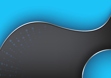 Elegant Blue Shapes on Gray Background with Decorative Silver Edges - Abstract Modern Design for Visit Card, Website or Graphics, Vectorのイラスト素材