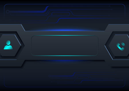 Visiting Card in Hi-Tech Graphic Style with Illuminated Circuit Decoration - Abstract Modern Design, Vectorのイラスト素材