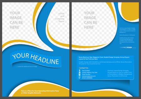 Flyer Template Elegant Abstract Style in Blue and Yellow Colors - Modern Graphic Design Illustration for Website, Brochure, Presentation and More, Vectorのイラスト素材