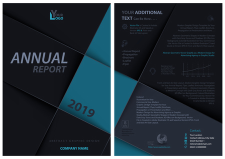 Dark Leaflet Template with Layered Squares - Abstract Geometric Illustration, Vectorのイラスト素材