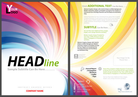 Flyer Template with Colorful Stripes - Abstract Illustration foe Your Projects, Vectorのイラスト素材