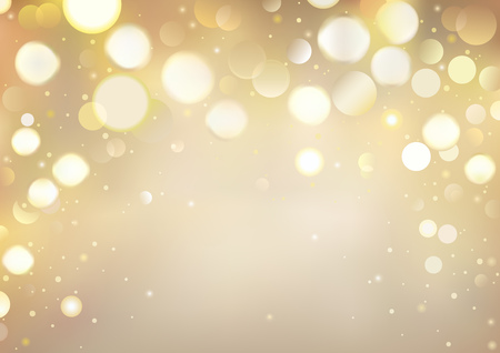 Golden Bokeh Background with Sparkling Lights - Festive Illustration for Your Merry Christmas, Happy New Year, Birthday or Different Holidays Project, Vectorのイラスト素材