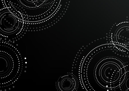Abstract Circular Patterned Background - Modern Geometric Black and White Illustration, Vectorのイラスト素材