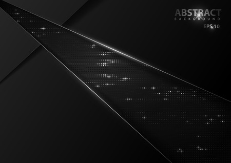 Dark Abstract Tech Background with Silver Elements - Detailed Graphic Illustration with Dark Geometric Shapes and Silver Decoration, Vectorのイラスト素材