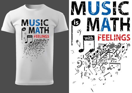 T-shirt with Musical Slogan and Music Notes - Modern Abstract Illustration for All Music Enthusiasts, Vector Graphicのイラスト素材