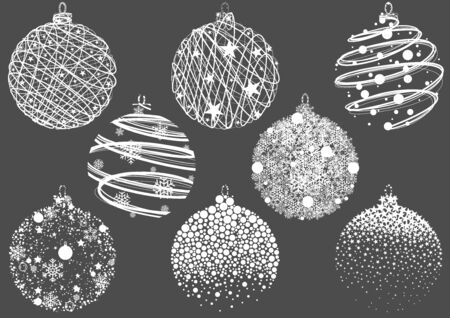 Set of Abstract Christmas Balls Drawings - Modern Design Element Illustrations for Your Xmas Project, Vectorのイラスト素材